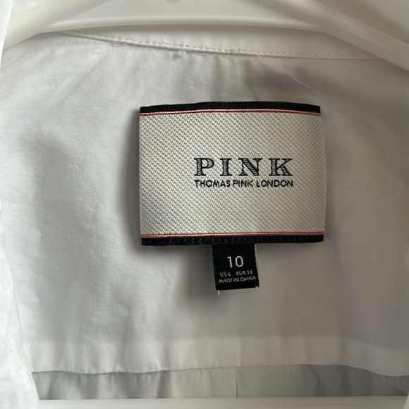 PINK Thomas Pink London Carmen crisp white lace front button-up blouse size 10 - Picture 5 of 13